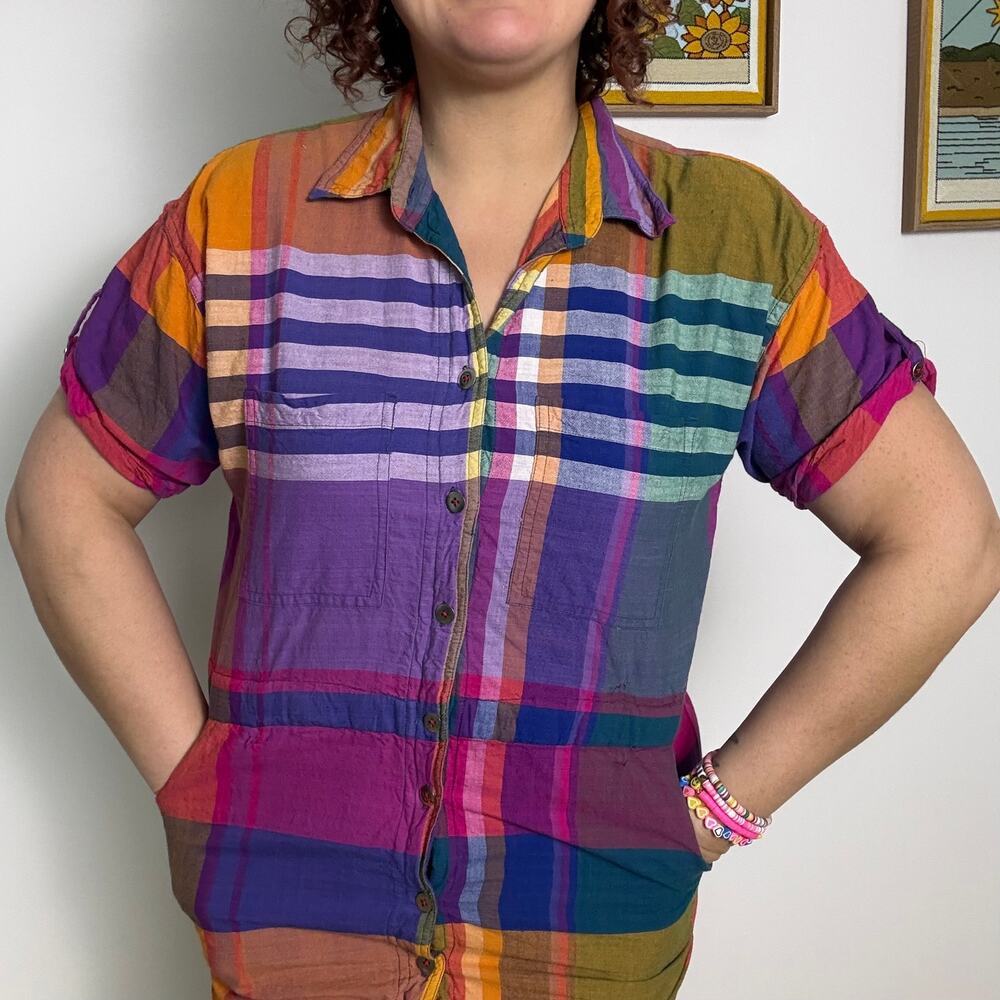 Rainbow Plaid Cotton Dress QPS sizes 14